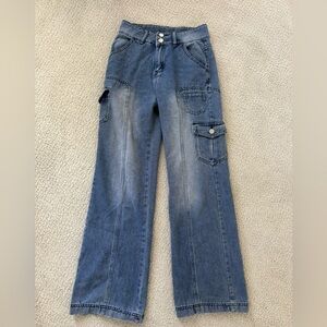 Straight Jeans Cargo Mop Pants Size Small Street Boho Hipster Casual Holiday